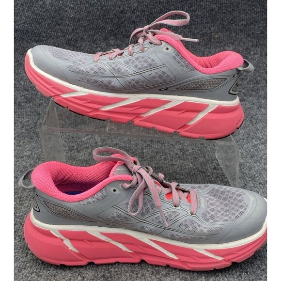 Womens Hoka Clifton 2 Running Shoes Gray Pink GNPN Size 6.5 US Road Trail - Picture 5 of 13